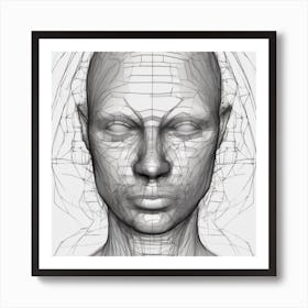 3d Head Drawing Art Print