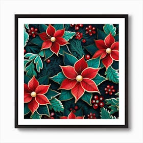 Christmas Poinsettia Art Print