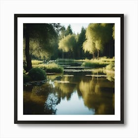 Lily Pond in the forest Art Print