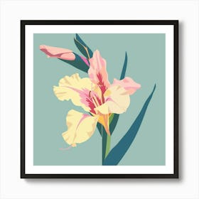 Gladiolus Square Flower Illustration Art Print