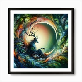 Deer In The Moonlight Art Print