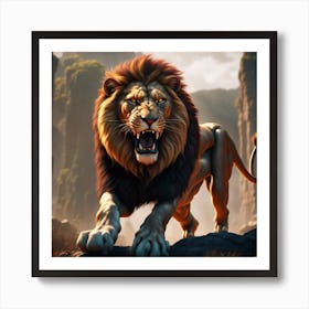 Lion Roaring Art Print