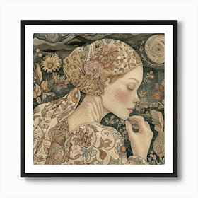 Girl In The Forest Art Print