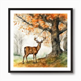 Watercolor Of A Deer Art Print