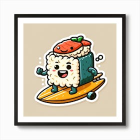 Sushi Surfboard Sticker 3 Art Print