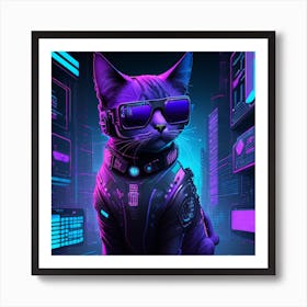 Futuristic Cat Art Print