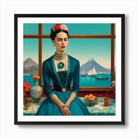 Frida Kahlo On The Window At The Bay Art Print