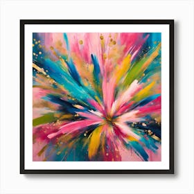 Abstract Flower bright Painting, Abstract Painting, watercolor floral, wedding bouquet, Floral wall art painting for home decor. Expressionism modern art Art Print