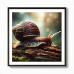 Snail Shell Nature Animal Mollusk Slowly Tree Macro Art Print