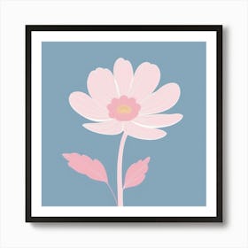 A White And Pink Flower In Minimalist Style Square Composition 132 Art Print