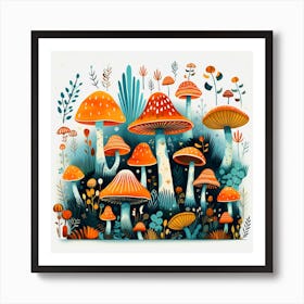 Mushrooms In The Forest 54 Art Print