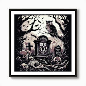 Happy halloween Illustration Spooky Horror devi background11 (2) 1 Art Print