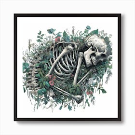 Skeleton In The Grass Art Print