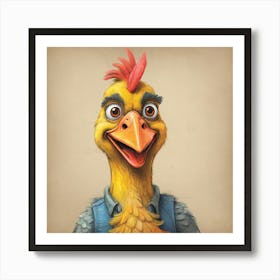 Chicken In Overalls Art Print