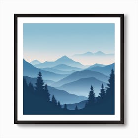 Misty mountains background in blue tone 24 Art Print