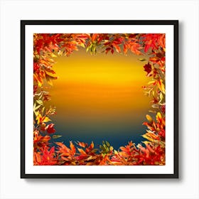 Autumn Themed Frame Embracing The Bright Sunlit Hues Of Fall Foliage Intricately Woven Design Of Art Print