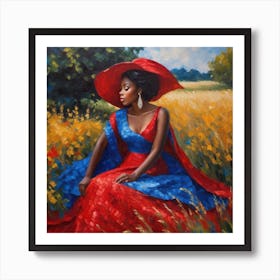 Woman In A Red Dress 4 Art Print