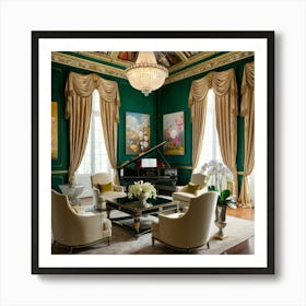 Grand Piano In A Green Room Art Print