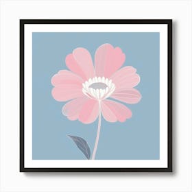 A White And Pink Flower In Minimalist Style Square Composition 150 Art Print