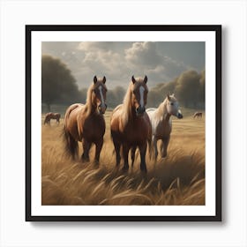 Horses In A Field 33 Art Print