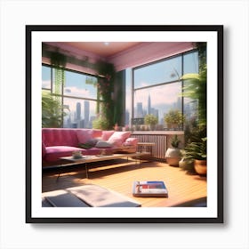 Pink Living Room Art Print