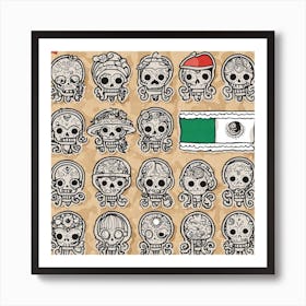 Day Of The Dead Skulls 1 Art Print