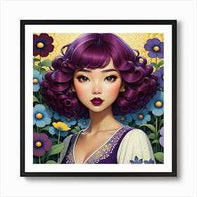 Asian Girl With Purple Hair 4 Art Print