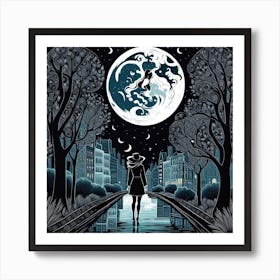 Moonlight In The City Art Print