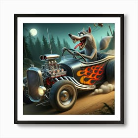 Wolf In A Car 4 Art Print
