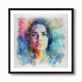 Watercolor Portrait Of A Beautiful Woman Art Print