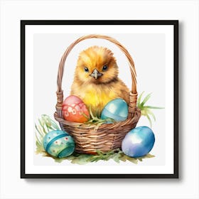 Easter Chick In Basket 8 Art Print