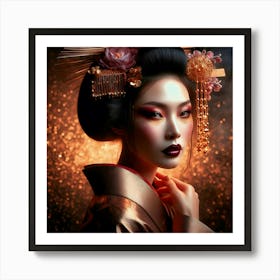 Japan Traditional Geisha Illustration By Ad 66 Art Print