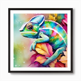 Colorful chameleon Art Print