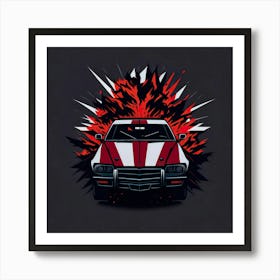 Car Red Artwork Of Graphic Design Flat (21) Art Print