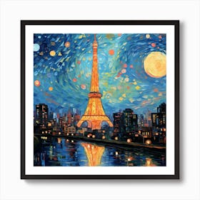 Eiffel Tower At Night 1 Art Print
