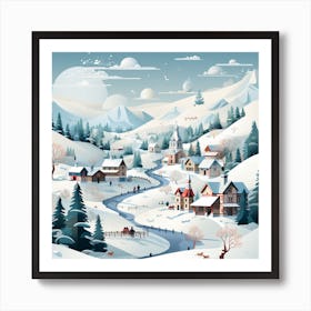 Winter Village 4 Art Print