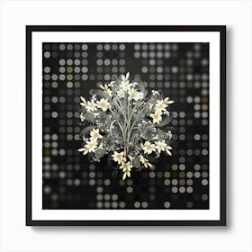 Vintage Narcissus Candidissimus Flower Wreath on Dot Bokeh Pattern n.0787 Art Print