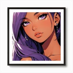 Anime Girl With Purple Hair Art Print