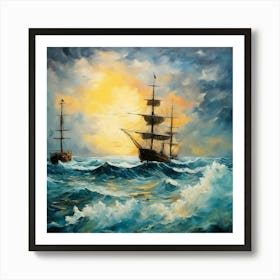 Sailing Ships In The Sea Art Print