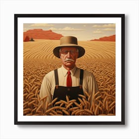 Farmer In Wheat Field Art Print