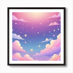 Sky With Twinkling Stars In Pastel Colors Square Composition 112 Art Print