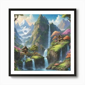 Asian Waterfall Art Print