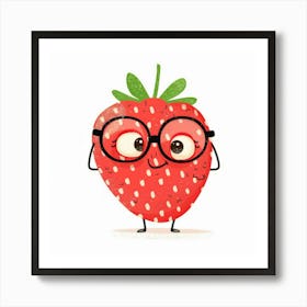 Strawberry With Glasses Art Print