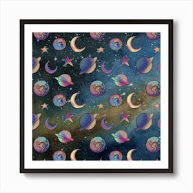 Galaxy Moon Art Print Art Print