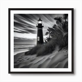 Black And White Lighthouse 3 Art Print