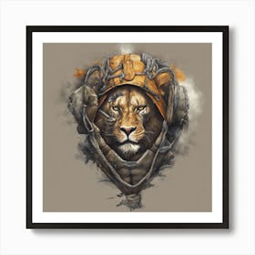 Lion In Armor Art Print
