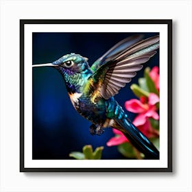 Watercolor Swallow Tailed Hummingbird Studio Photography Complex Details High Detail Art Print