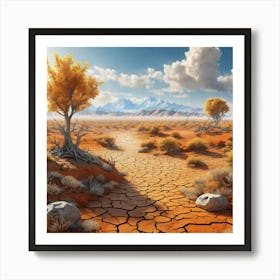 Dry Desert Landscape 3 Art Print