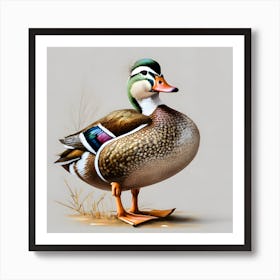 Wood Duck, Realistic duck wall art print, Detailed waterfowl artwork for walls, Majestic duck painting on canvas, Duck pond wall decor, Duckling family wall art, Vibrant duck feathers in art print, Duck hunting scene wall print, Peaceful duck in nature art, Waterfowl lovers' wall decor, Duck art for lake house, Art Print