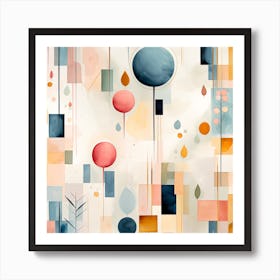 Abstract Watercolour Shapes Art Print